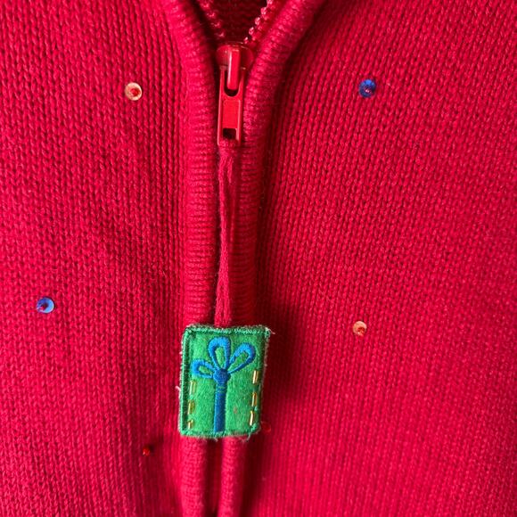 VTG Tiara International Christmas Reindeer Zip Cardigan Sweater Small Holiday - Picture 2 of 5